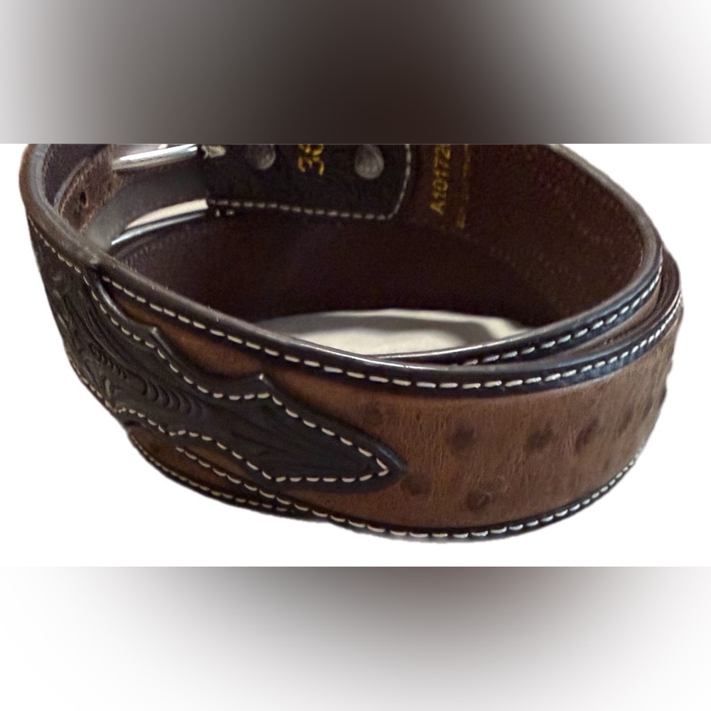 ARIAT MEN'S WESTERN FAUX OSTRICH LEATHER
BELT BROWN 36 - Picture 5 of 5